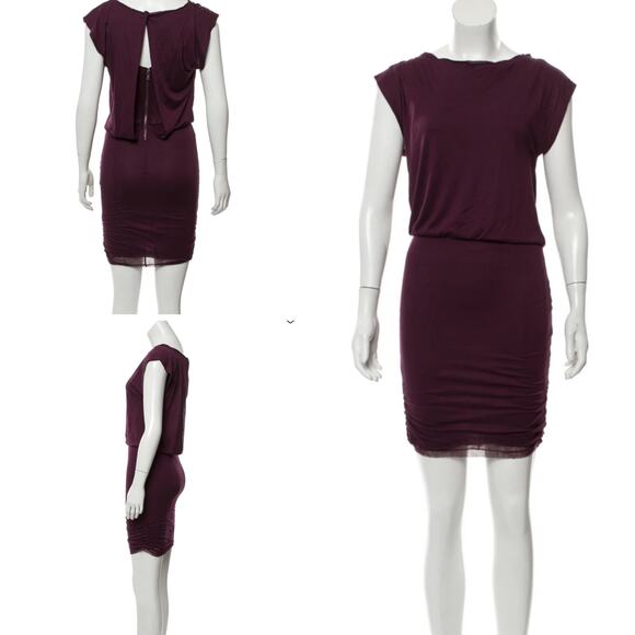 Alice + Olivia Draped Mini Dress Size S – Burgundy Rayon Blend (Flawed) - Picture 1 of 9